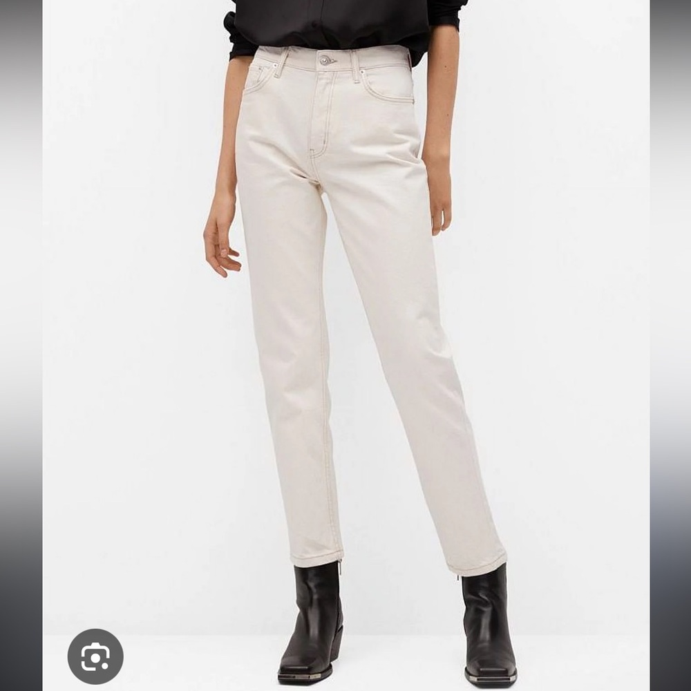 Cream Mango Mom Jeans